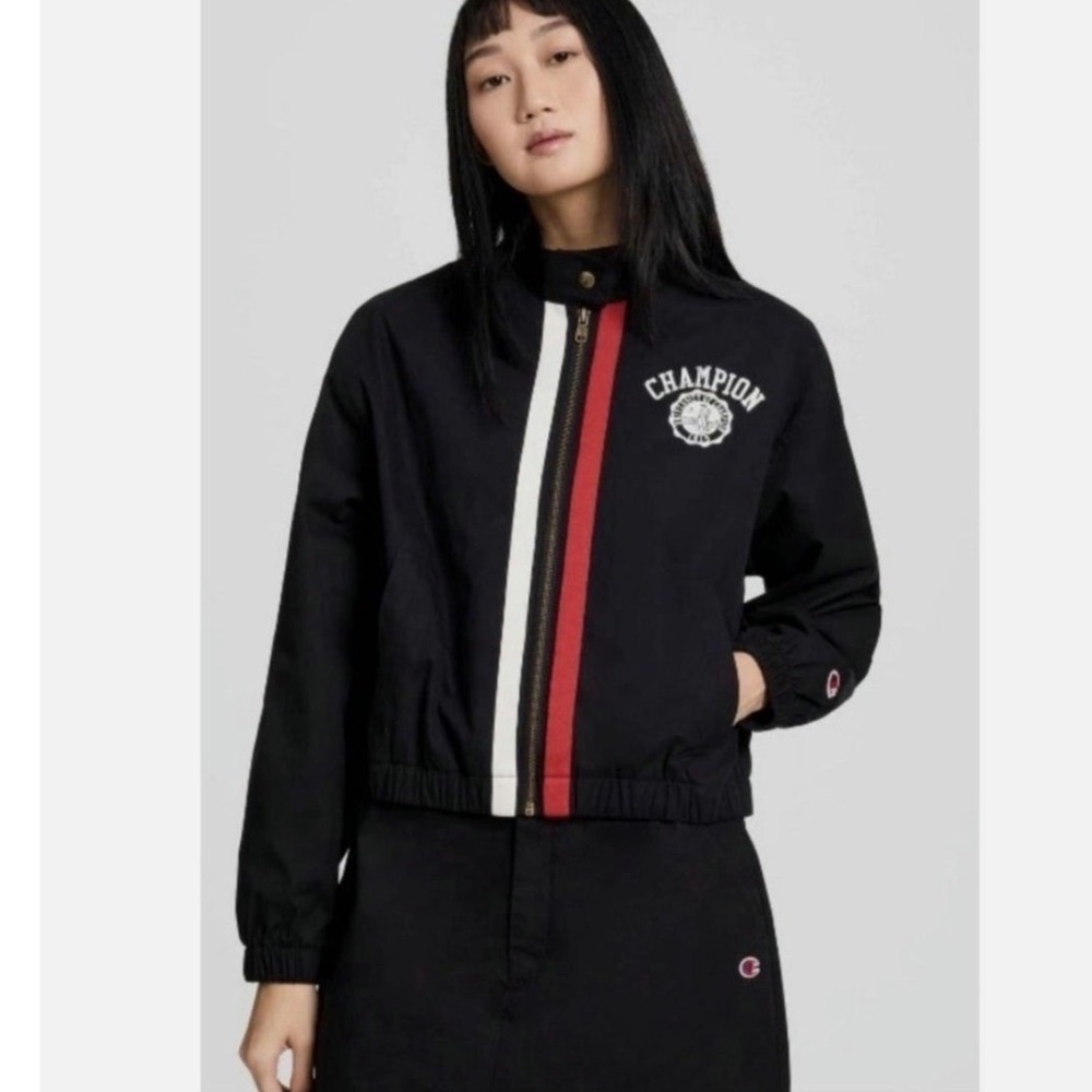 Champion University of Champion Black Track Jacket Red White Stripe XS